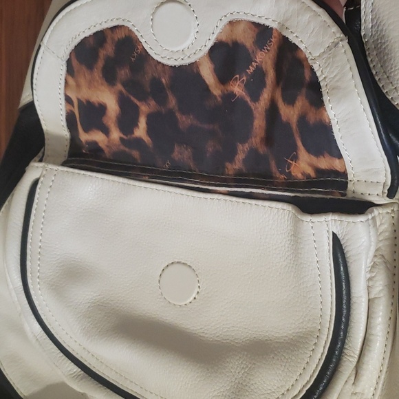 B Makowsky Designer Original shoulder Purse Stone White Cream Black - Picture 12 of 17